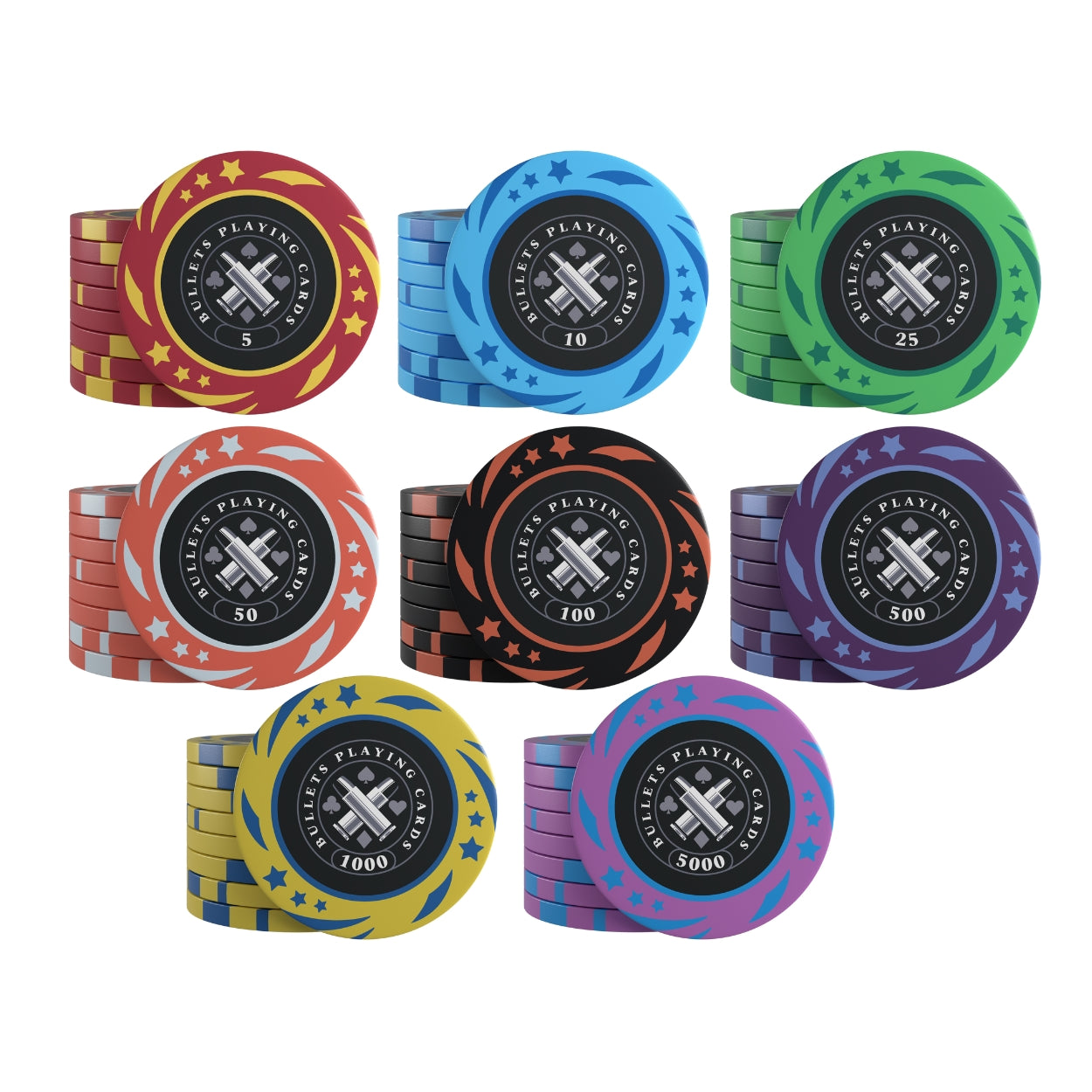 Plastik Poker Chips "Janice" mit Werten - 25er Rolle