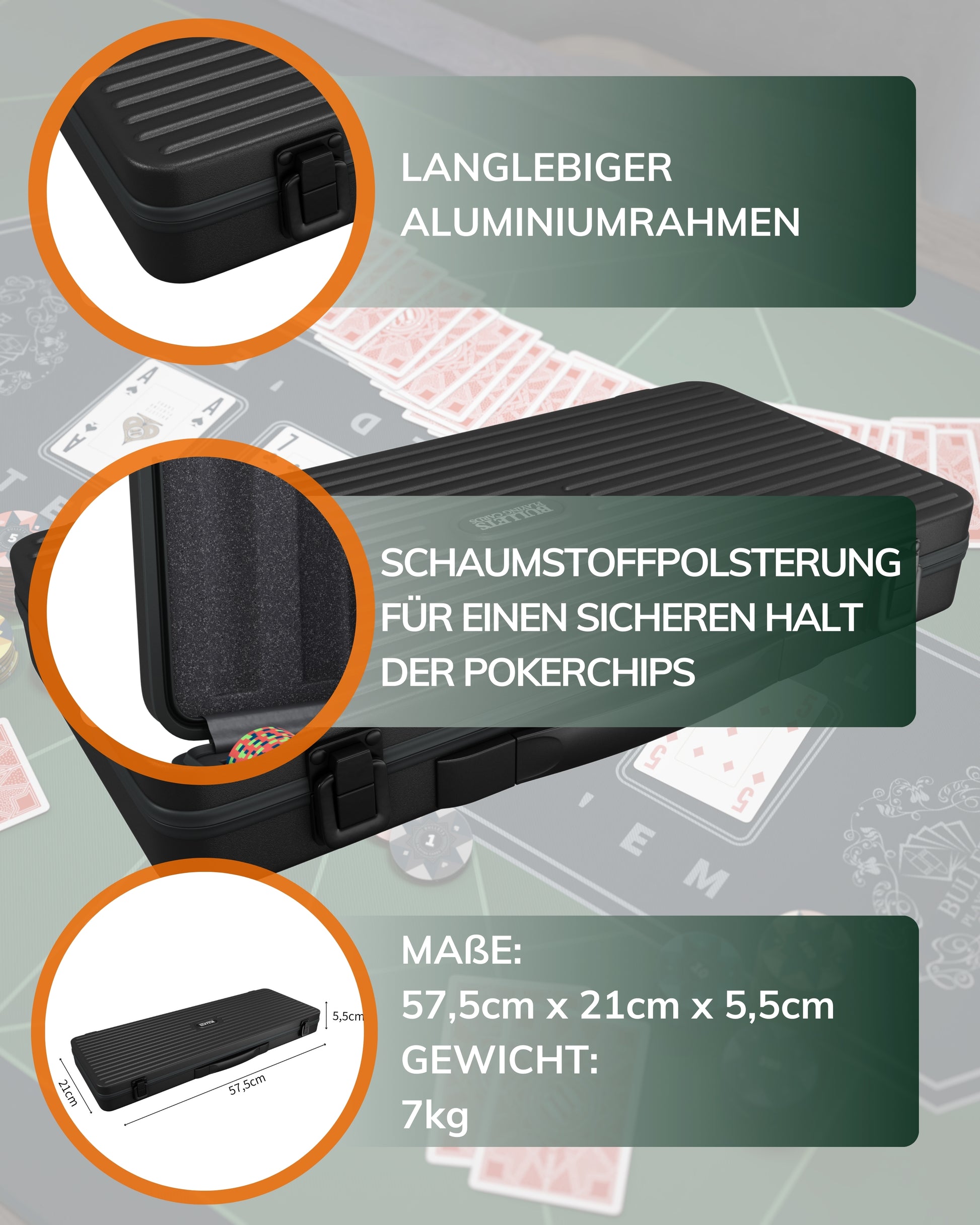 FIVMEN Pokerkoffer set 500 chips pokerset poker set incl. 500 laser poker chips, 2 x pokerdecks, 3 x dealer button, 5 x dobbelstenen met aluminium koffer, zwart FIVMEN Pokerkoffer set 500 chips pokerset poker set incl. 500 laser poker chips, 2 x pokerdecks, 3 x dealer button, 5 x dobbelstenen met aluminium koffer, zwart