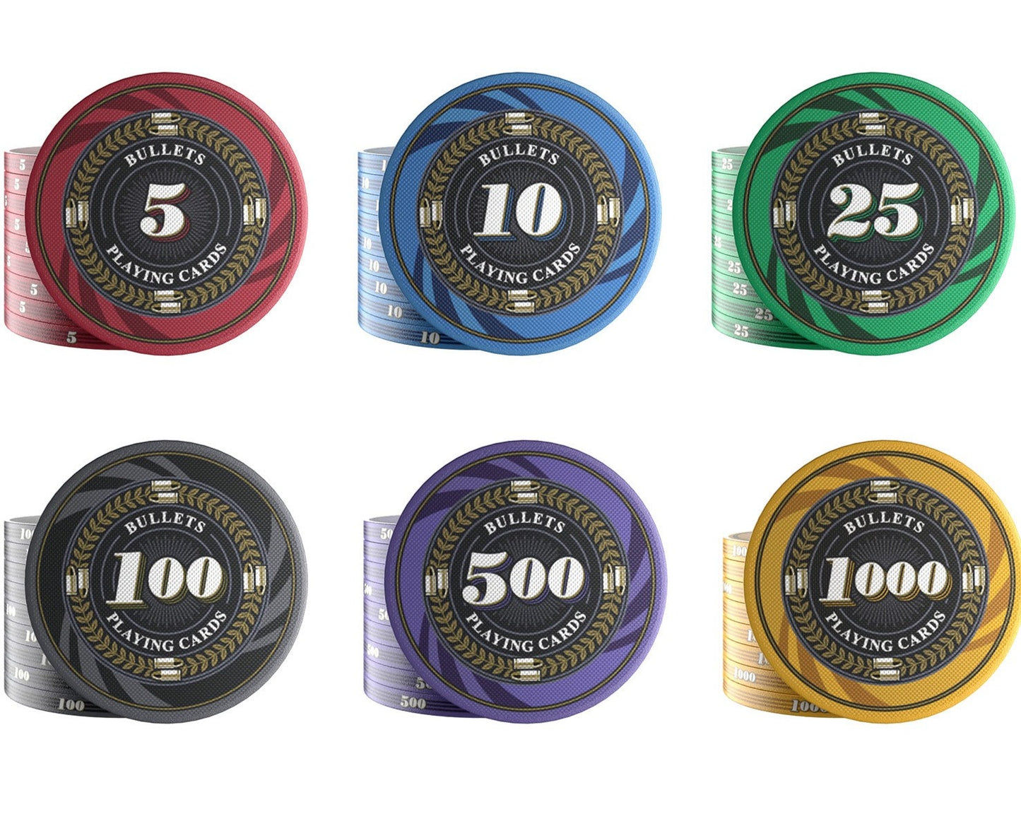 Keramik Poker Chips "Silvio" mit Werten - 25er Rolle
