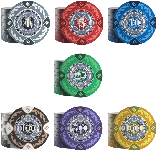 Clay Poker Chips "Tony" with Values ​​- Roll of 25
