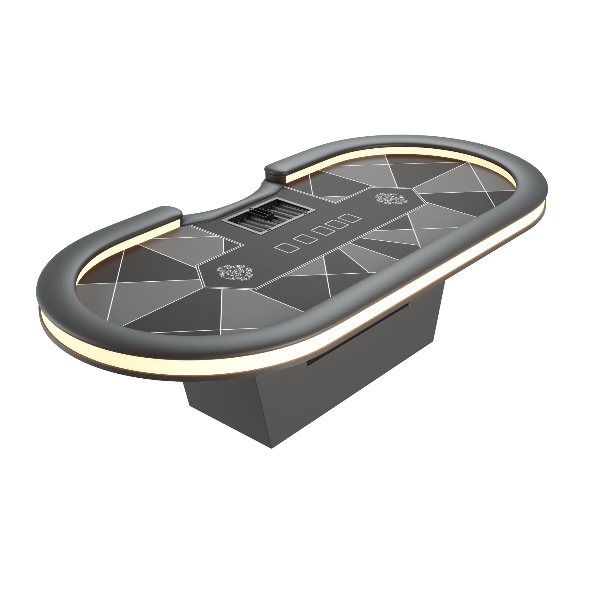 Professioneller Alround-LED-Pokertisch mit Dealer-Position (270x130cm) - Bullets Playing Cards