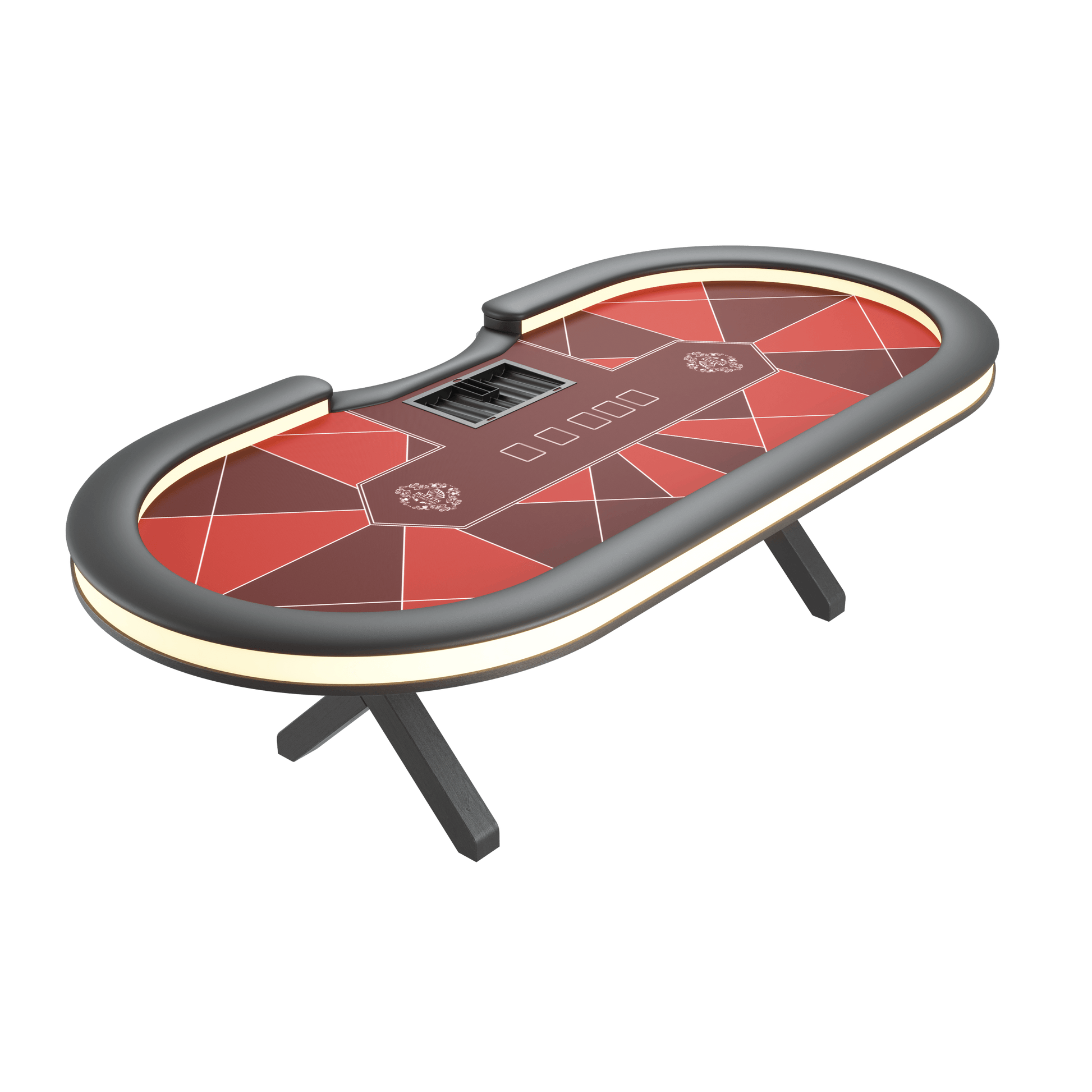 Professioneller Alround-LED-Pokertisch mit Dealer-Position (270x130cm) - Bullets Playing Cards