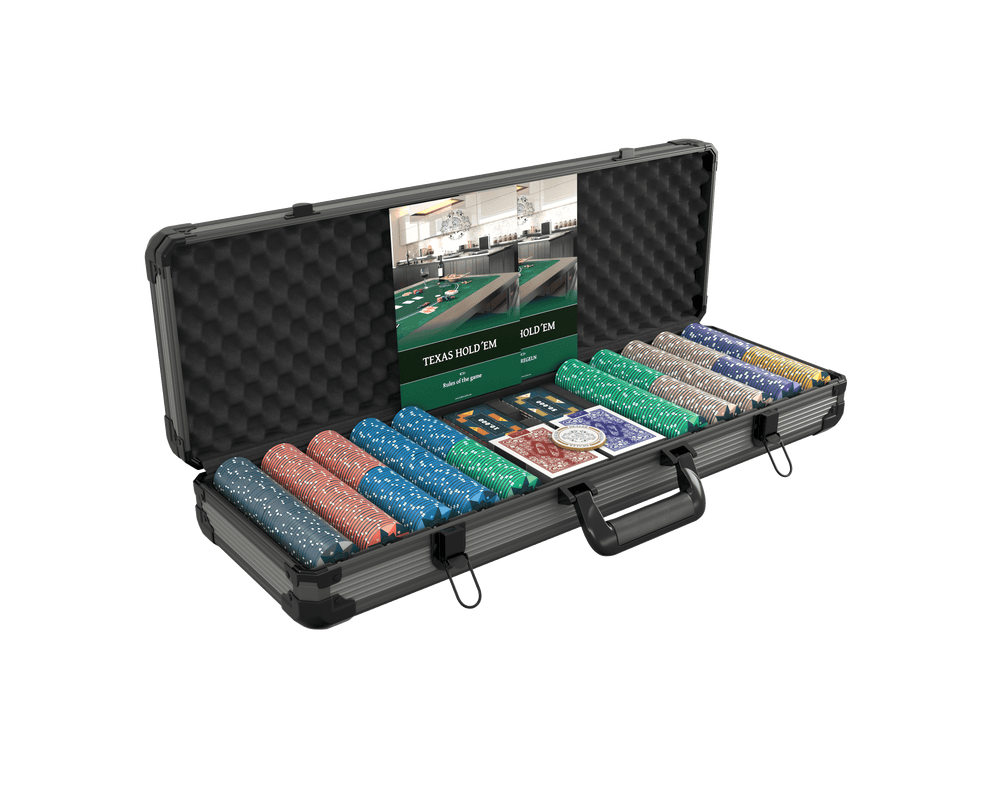 Poker case with 500 ceramic poker chips "Paulie" with values ​​- Bullets Playing Cards