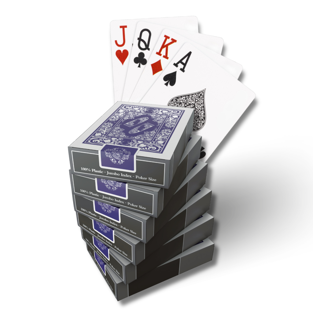 "Blackjack Deal" - 6x jeu de cartes d'une même couleur (rouge/bleu) - taille poker