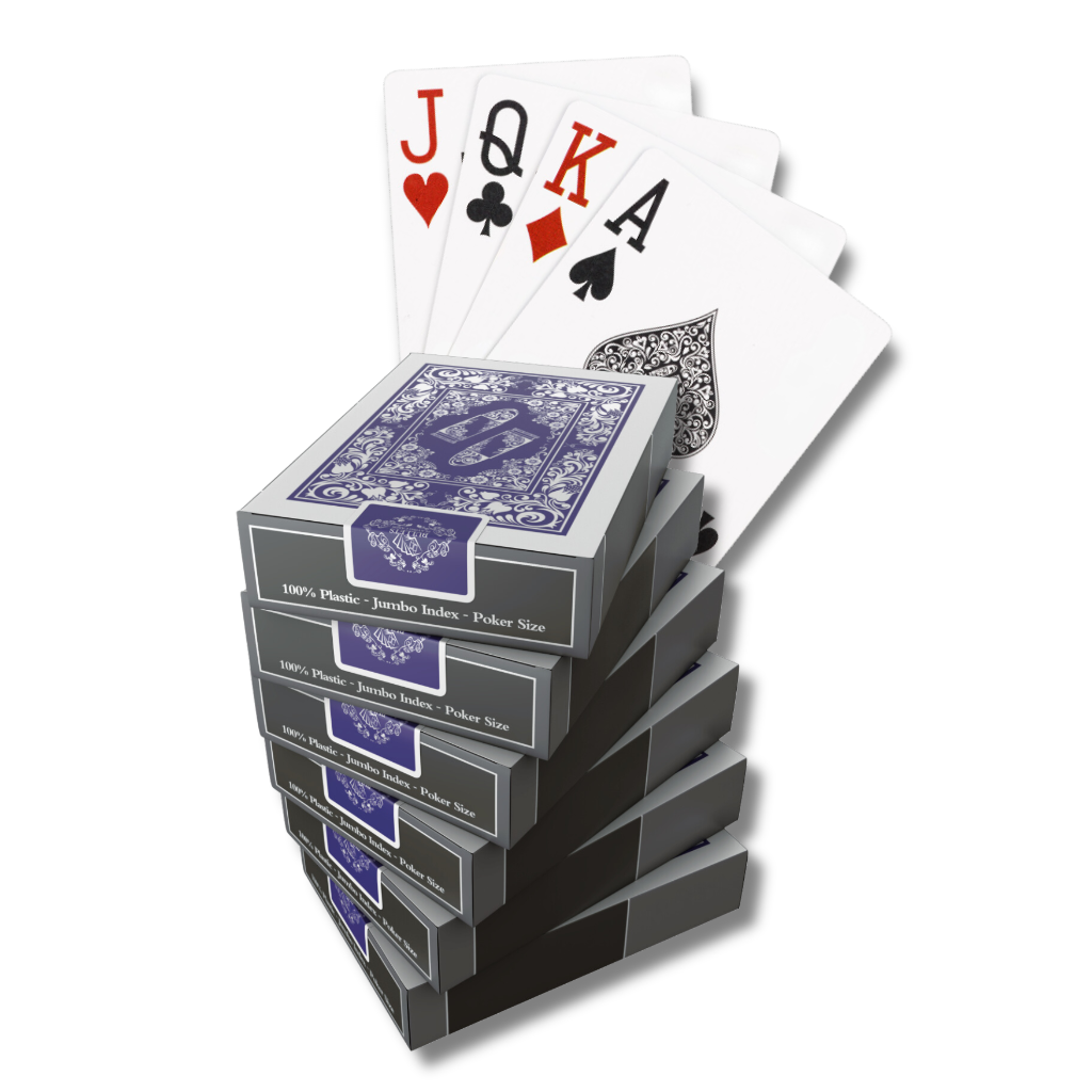 "Blackjack Deal" - 6x Kartendeck von einer Farbe (rot/blau) - Poker-Size