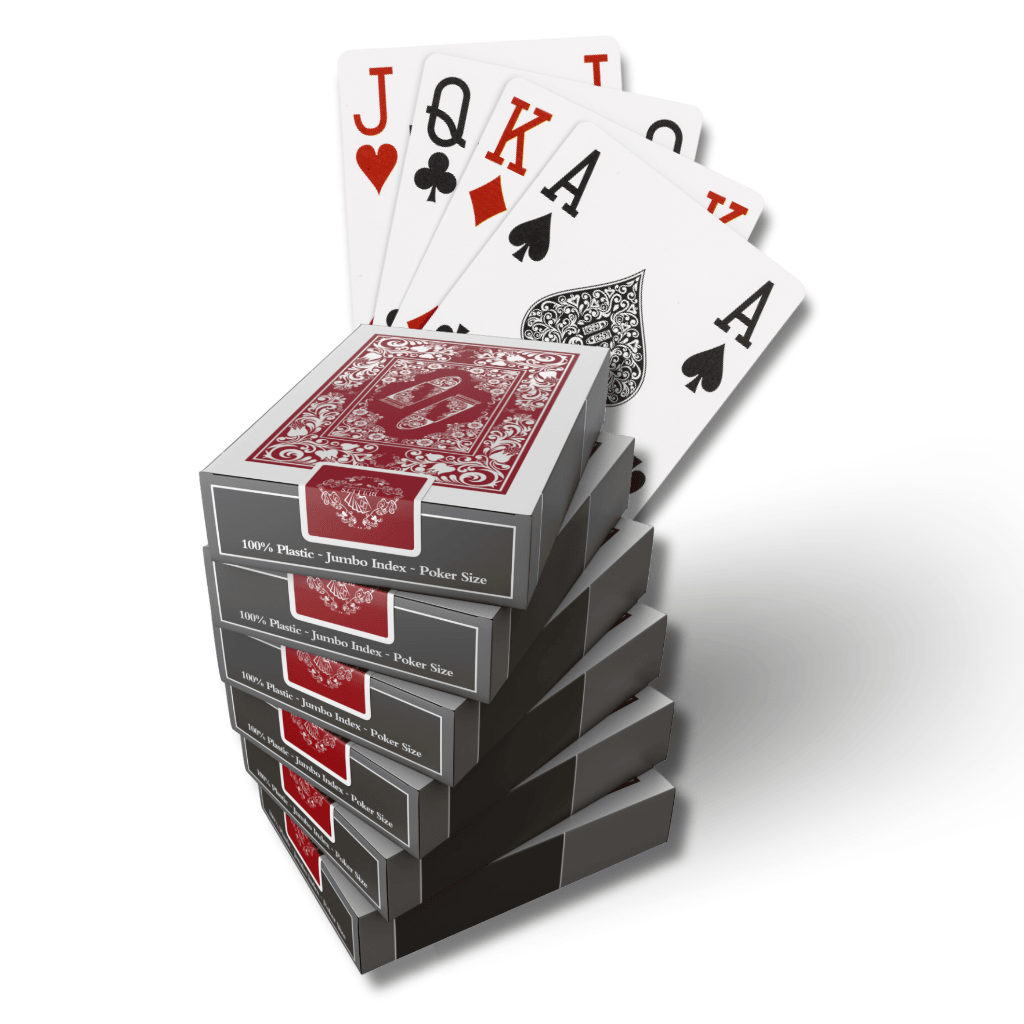 "Blackjack Deal" - 6x jeu de cartes d'une même couleur (rouge/bleu) - taille poker