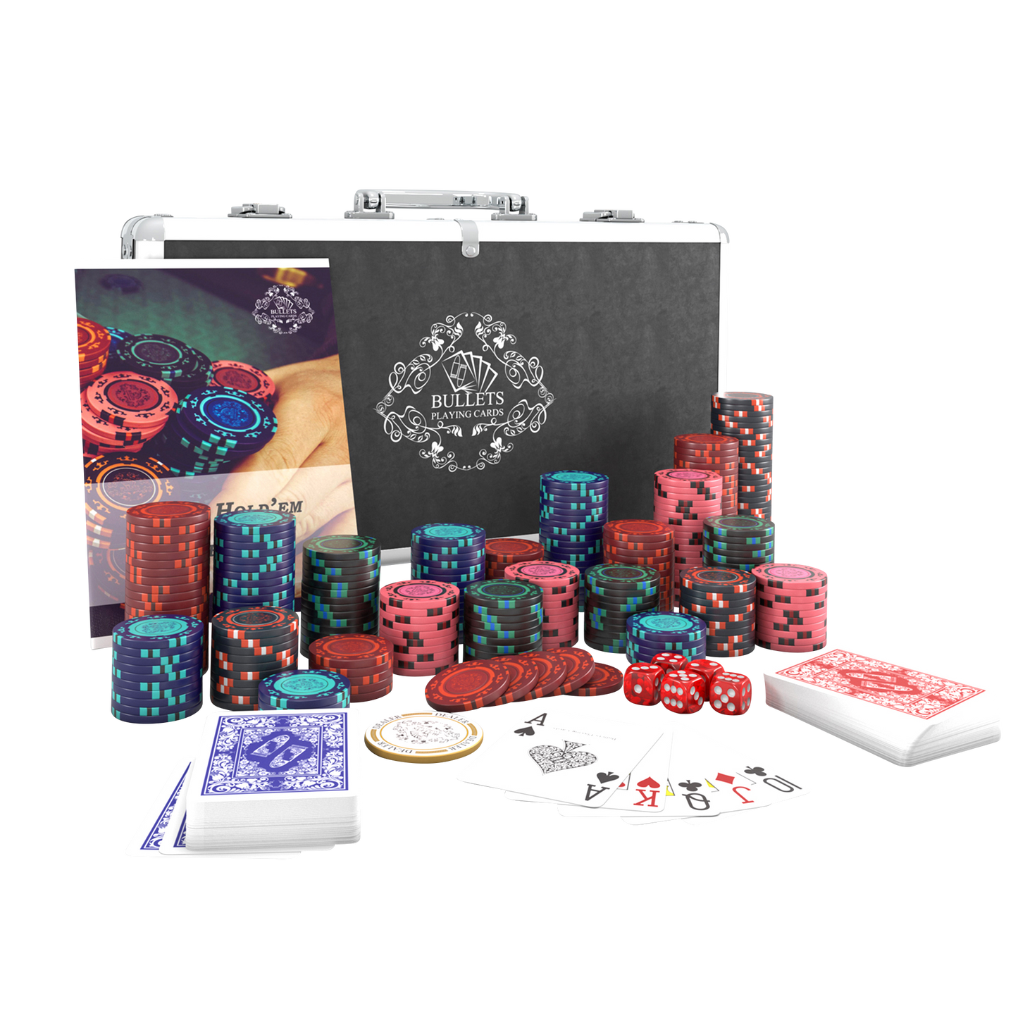 Pokerkoffer mit 300 Clay Pokerchips "Corrado" ohne Werte