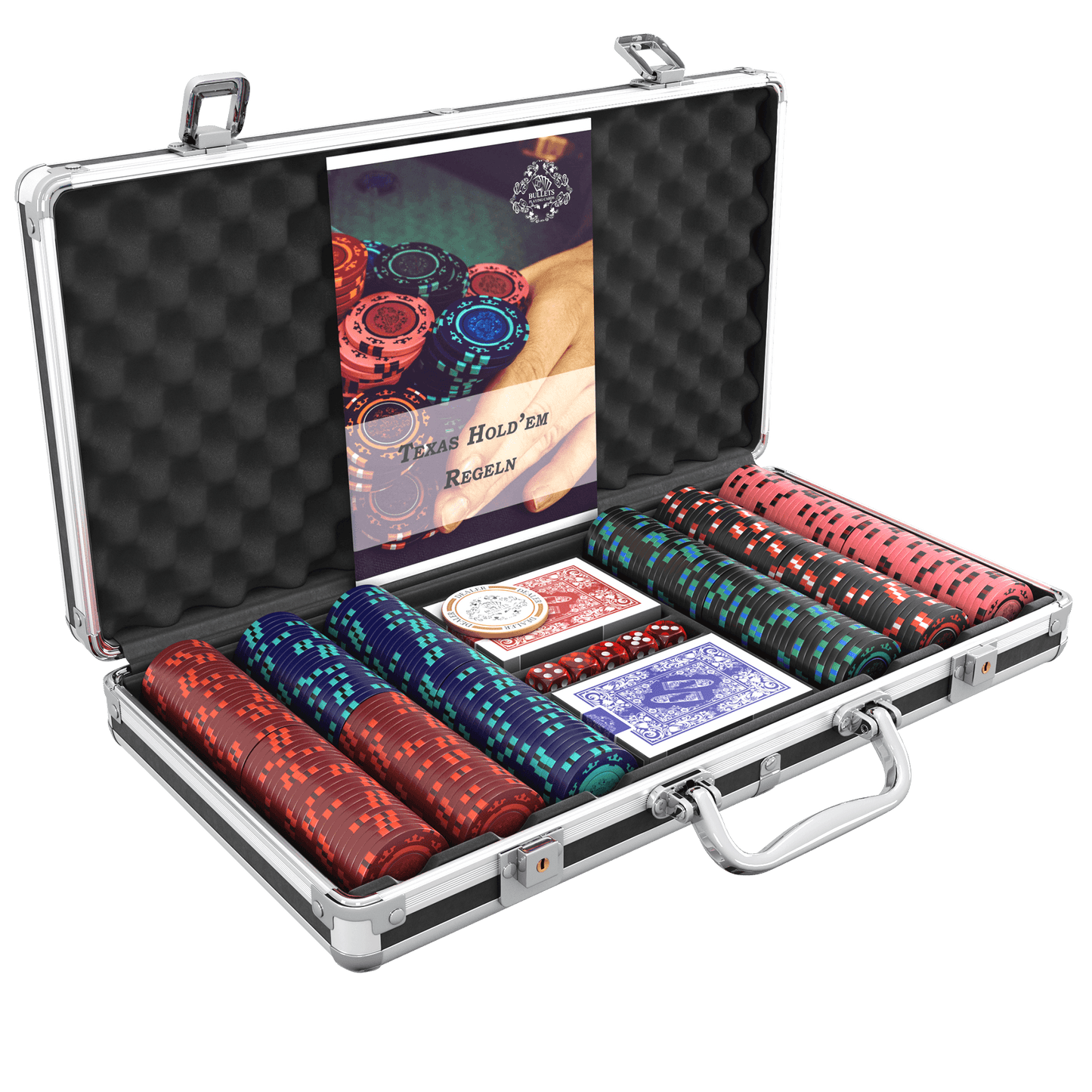 Poker case with 300 clay poker chips "Corrado" without values