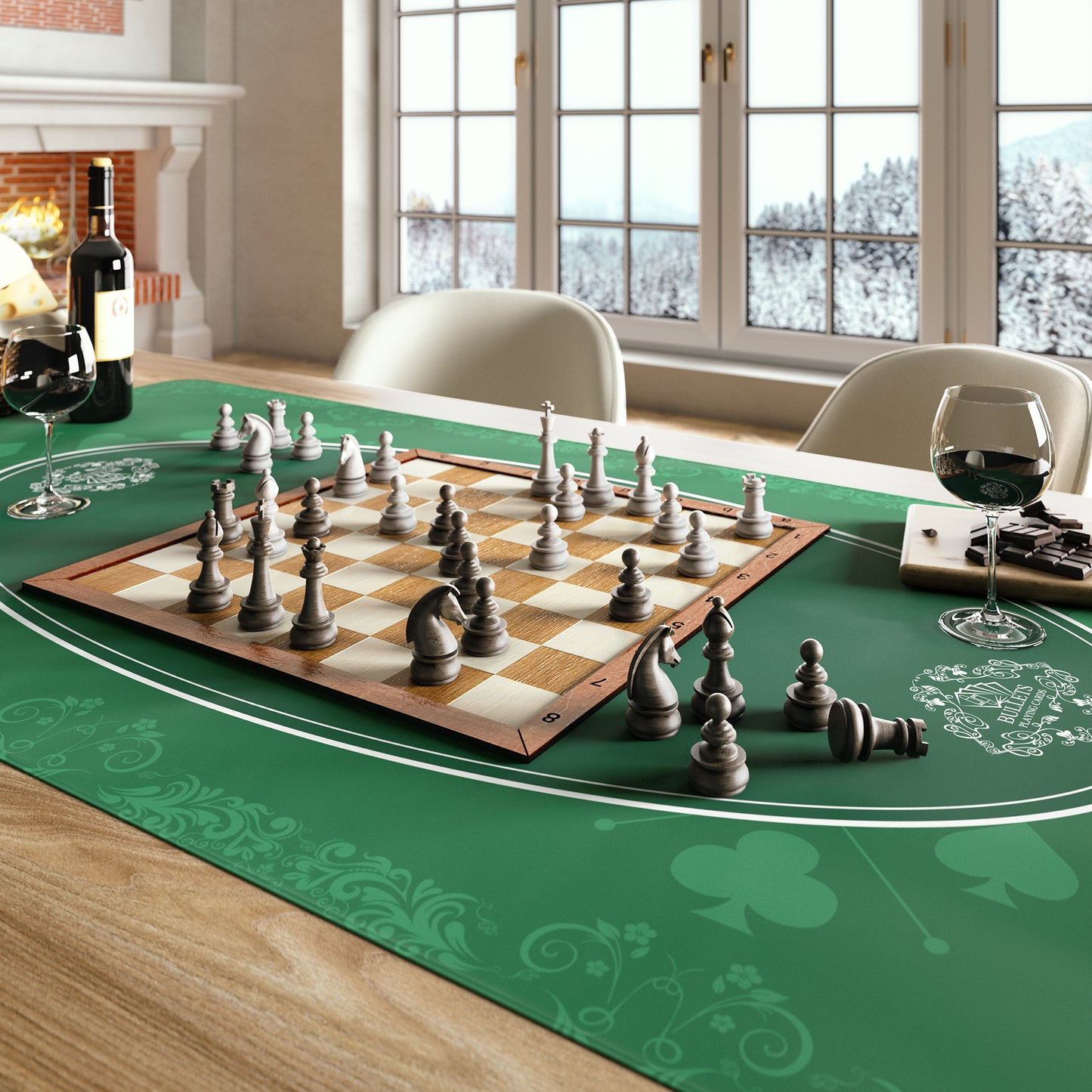 Tapete universal para juegos de salón, de mesa y de cartas, verde, 100 x 60 cm
