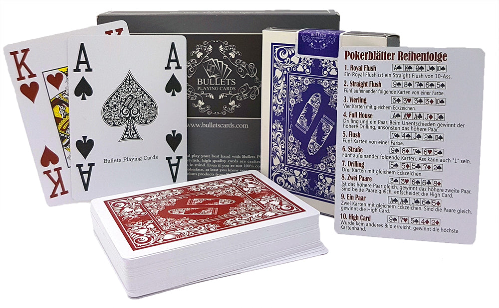 Plastic poker cards, poker size, double pack, jumbo index, 4 corner characters