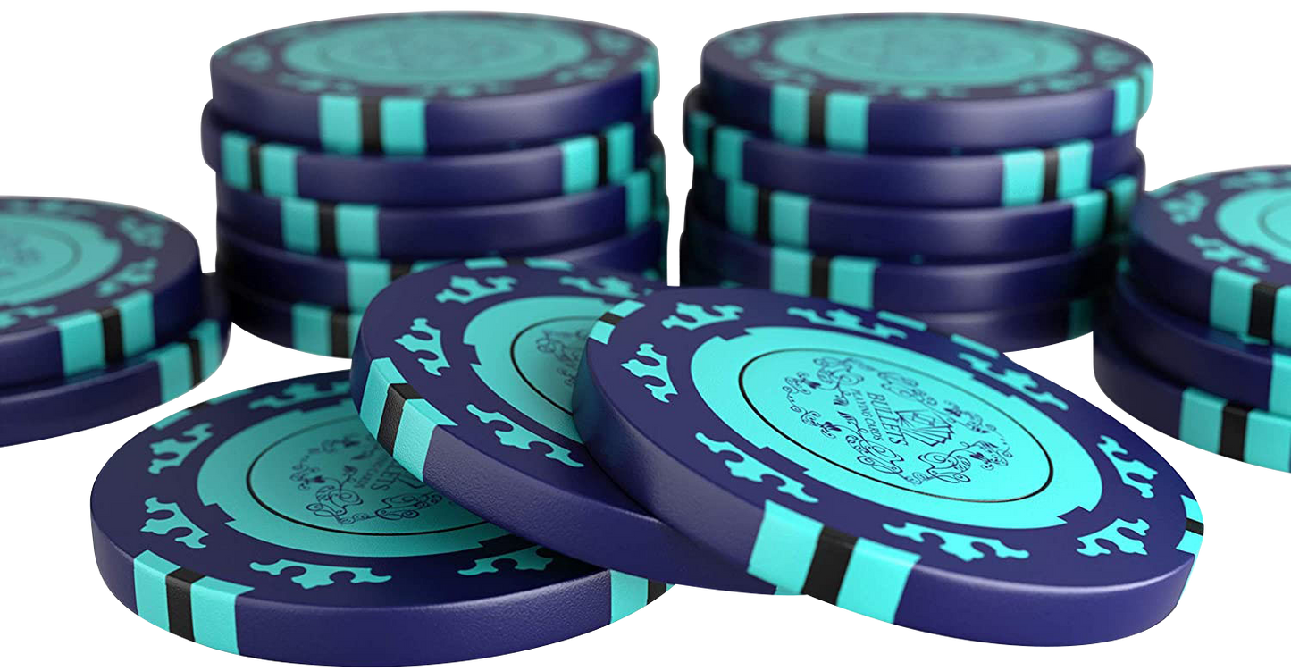 Mallette de poker avec 300 jetons de poker en argile "Corrado" sans valeurs