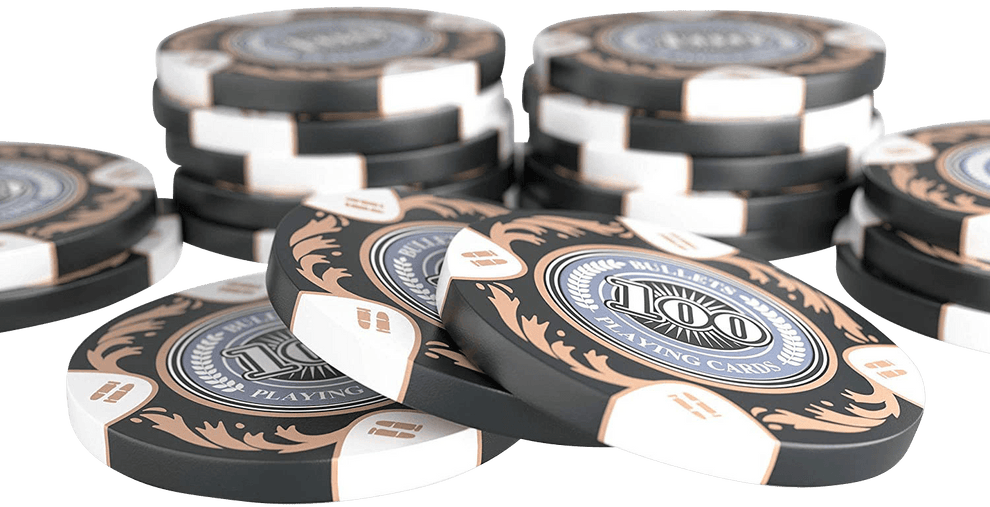 Clay Poker Chips "Tony" with Values ​​- Roll of 25 - Bullets Playing Cards