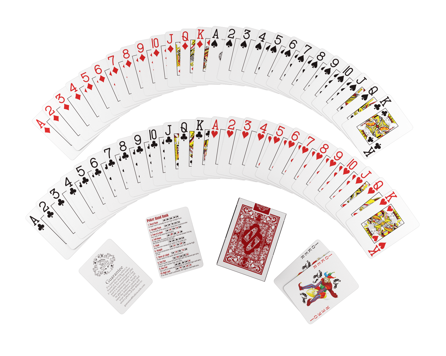 Plastic poker cards, poker size, double pack, jumbo index, 2 or 4 corner symbols