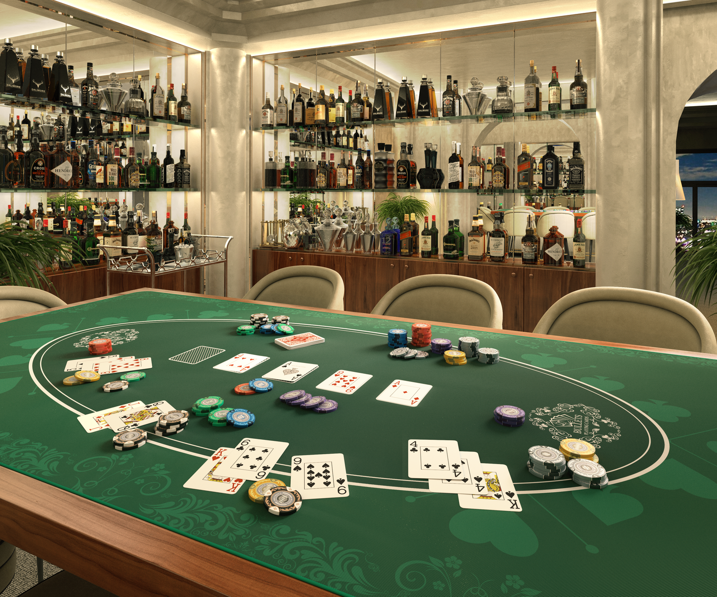 Pokermatte 180x90 cm, eckig - Casino-Design -