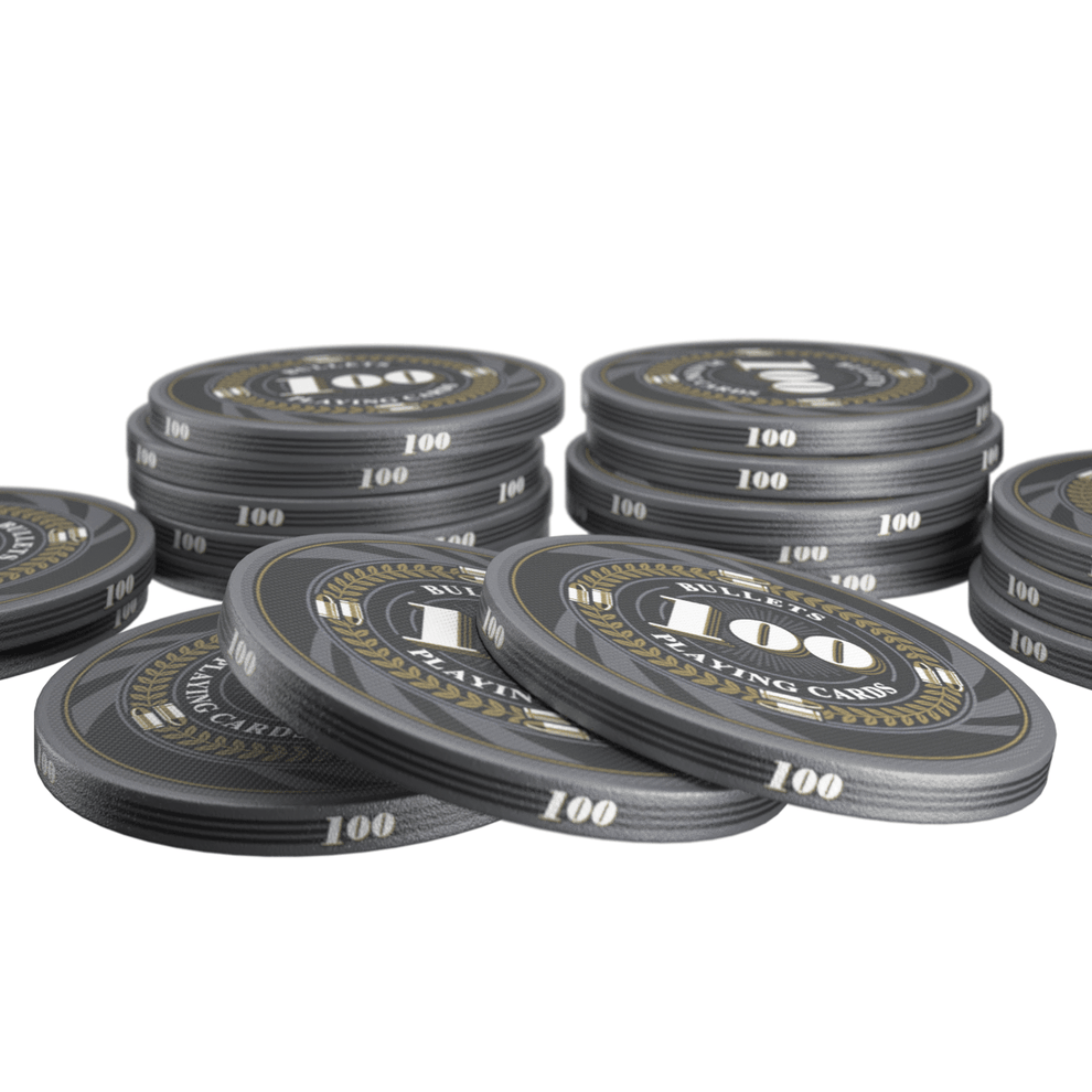 Keramik Poker Chips "Silvio" mit Werten - 25er Rolle - Bullets Playing Cards
