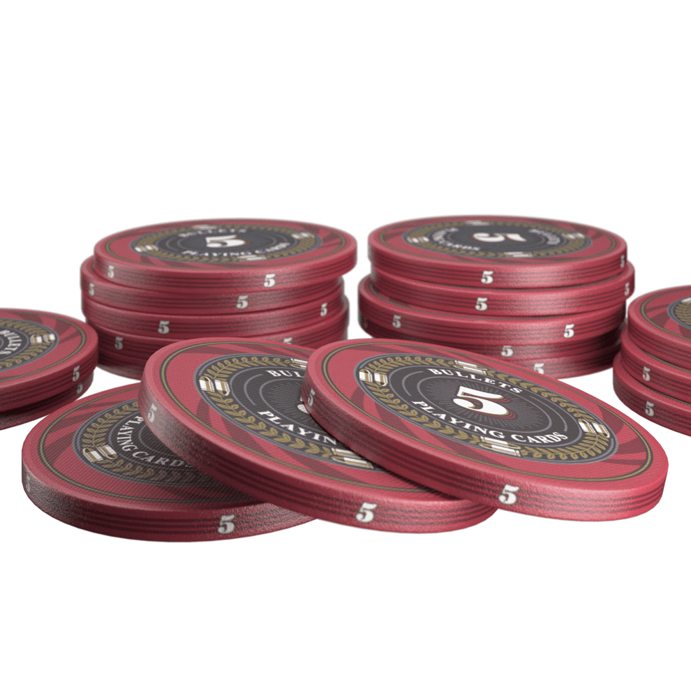 Keramik Poker Chips "Silvio" mit Werten - 25er Rolle - Bullets Playing Cards