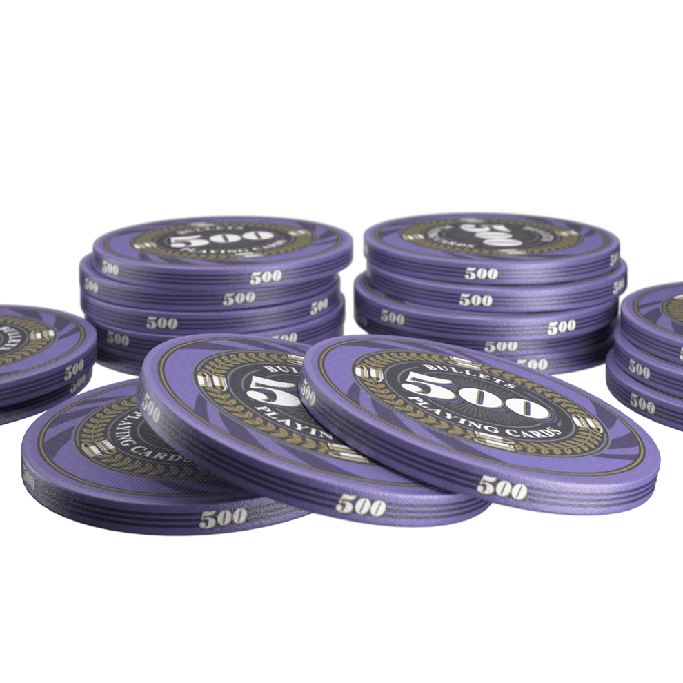 Keramik Poker Chips "Silvio" mit Werten - 25er Rolle - Bullets Playing Cards