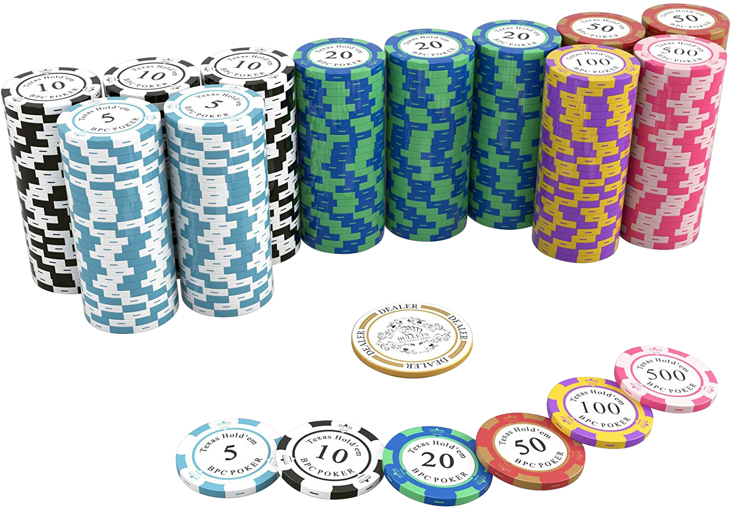 Maletín de poker con 300 fichas de poker de arcilla "Carmela" con valores