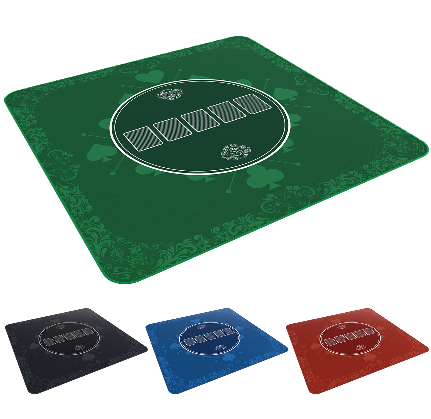 Poker mat 80x80 cm, square, green, designer "Heads-Up"