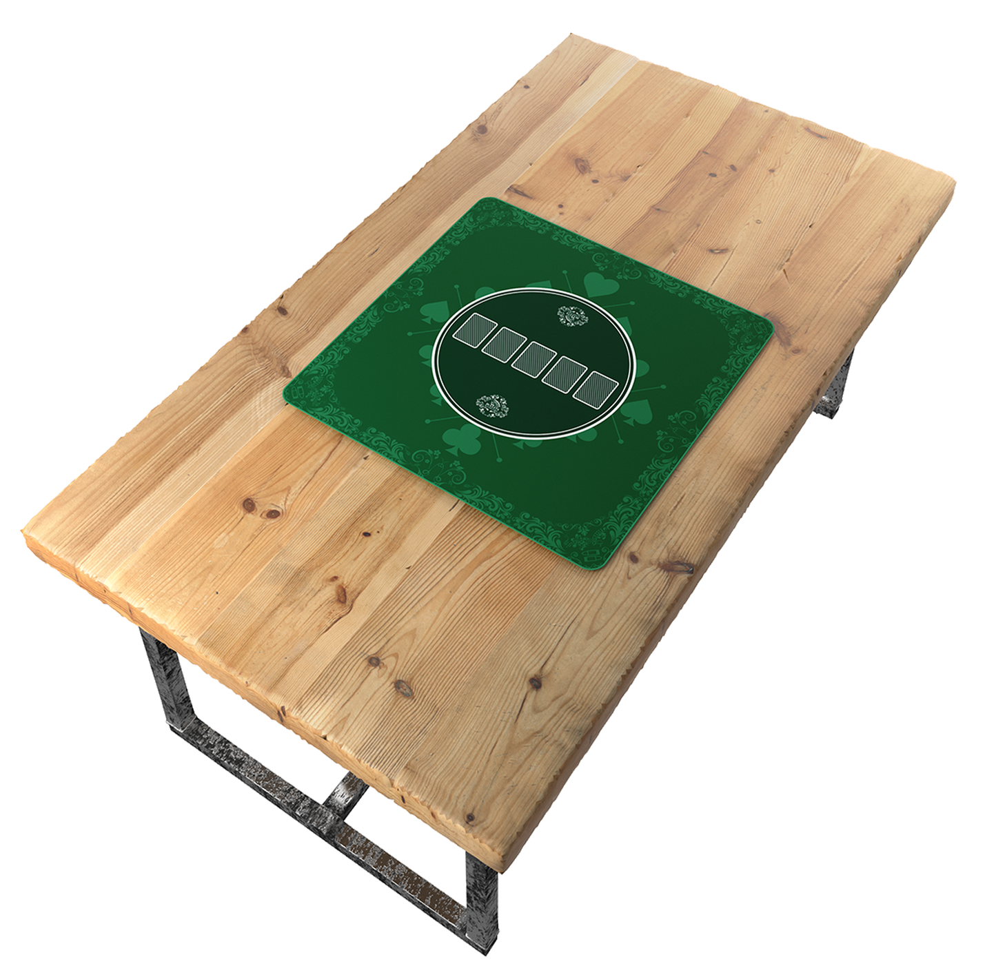 Pokermatte 80x80 cm, eckig, grün, Designer "Heads-Up"