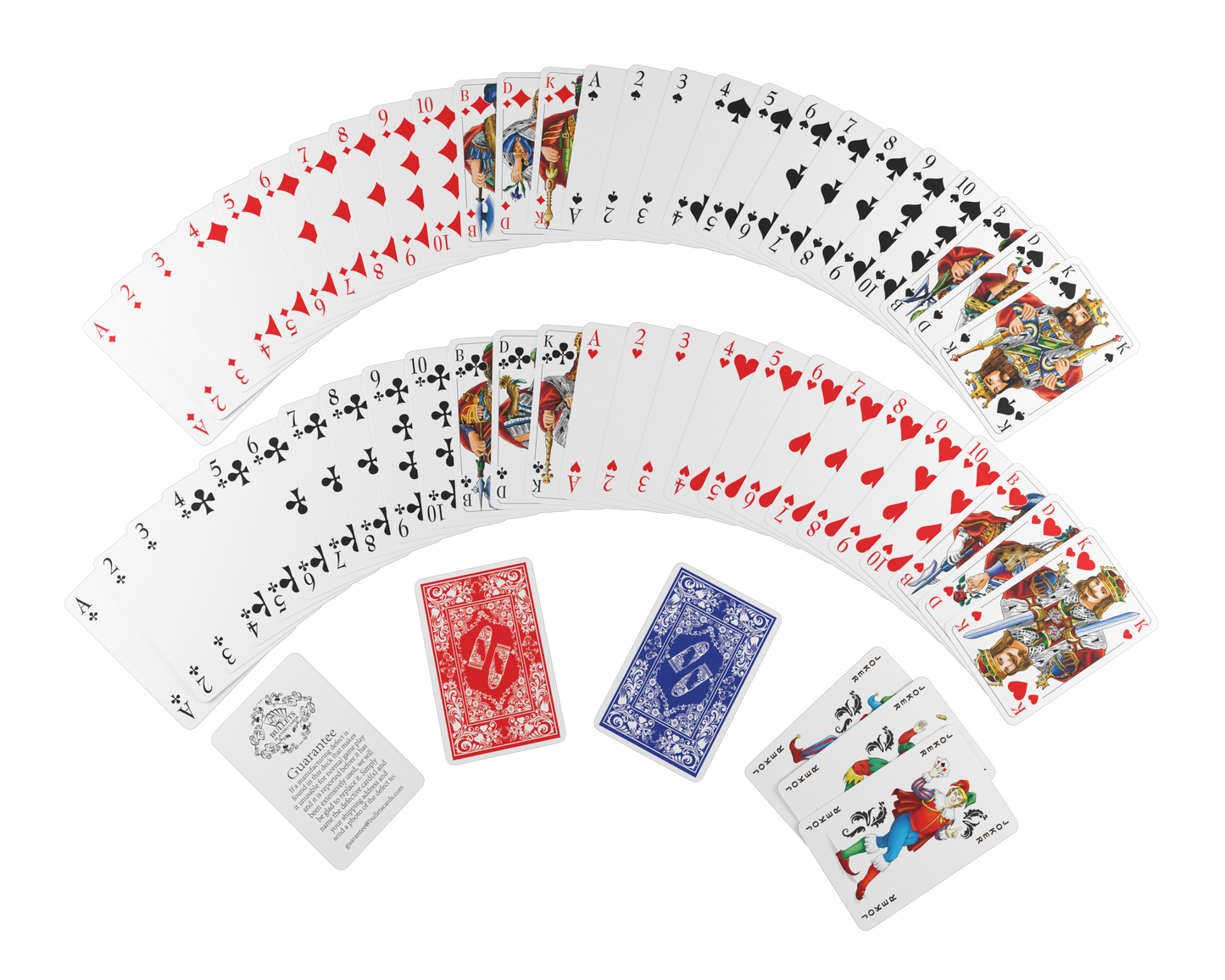 Rommé Set in Kunstleder-Etui, inklusive Plastik Spielkarten, Spielregeln mit 15 Rommee-Varianten, Kurzregeln, Stift und Block