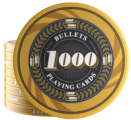 Keramik Poker Chips "Silvio" mit Werten - 25er Rolle - Bullets Playing Cards