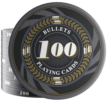 Keramik Poker Chips "Silvio" mit Werten - 25er Rolle - Bullets Playing Cards