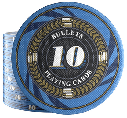 Keramik Poker Chips "Silvio" mit Werten - 25er Rolle - Bullets Playing Cards