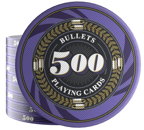 Keramik Poker Chips "Silvio" mit Werten - 25er Rolle - Bullets Playing Cards