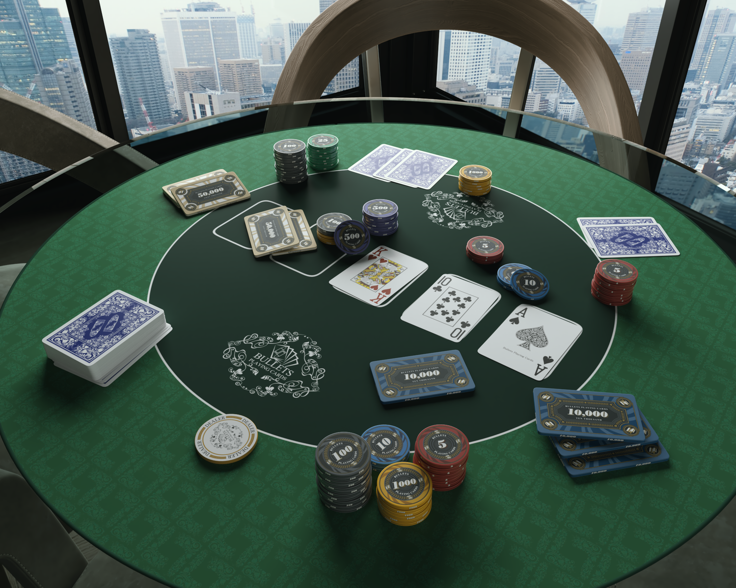 Plaque de poker en céramique "Silvio" - avec valeurs - lot de 6