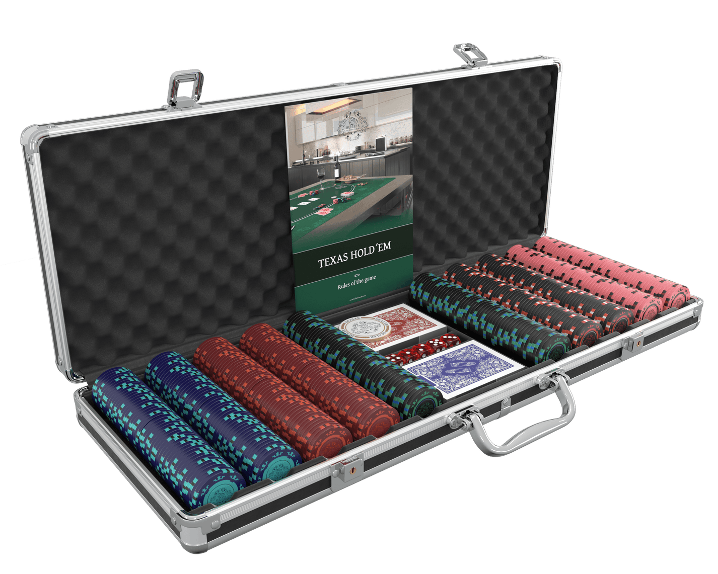 Pokerkoffer mit 500 Clay Pokerchips "Corrado" ohne Werte Bullets