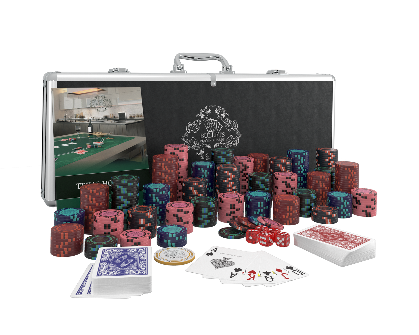 Pokerkoffer mit 500 Clay Pokerchips "Corrado" ohne Werte