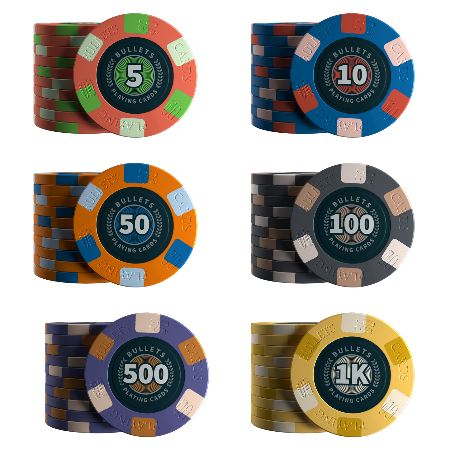 Ceramic poker chips "Richie" with values - roll of 25